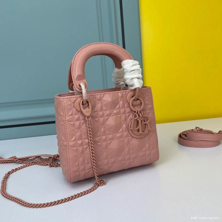 Cheap Calfskin Lady Bag Dior Motif Diamond with Cannage Ultramatte Pink Mini 0731 Luxury